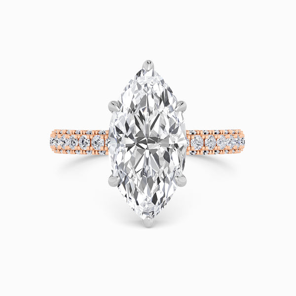 Marquise Brilliant Cut 3D Pave Lab Diamond Engagement Ring (Floating Head) (1ct+)