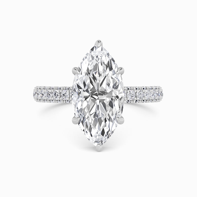 Marquise Brilliant Cut 3D Pave Lab Diamond Engagement Ring (Floating Head) (1ct+)
