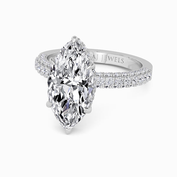 Marquise Brilliant Cut 3D Pave Lab Diamond Engagement Ring (Floating Head) (1ct+)