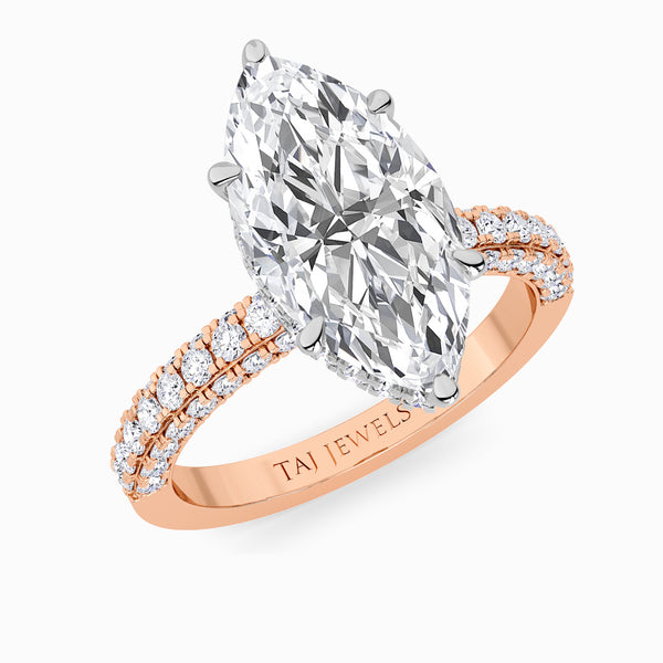 Marquise Brilliant Cut 3D Pave Lab Diamond Engagement Ring (Floating Head) (1ct+)