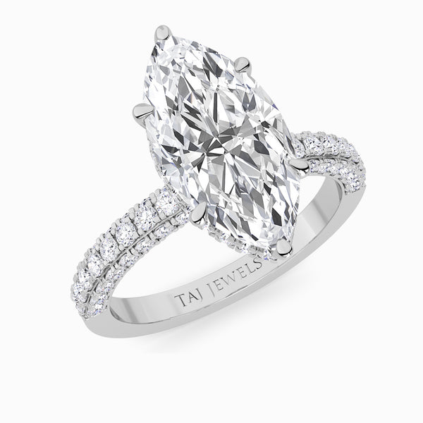 Marquise Brilliant Cut 3D Pave Lab Diamond Engagement Ring (Floating Head) (1ct+)