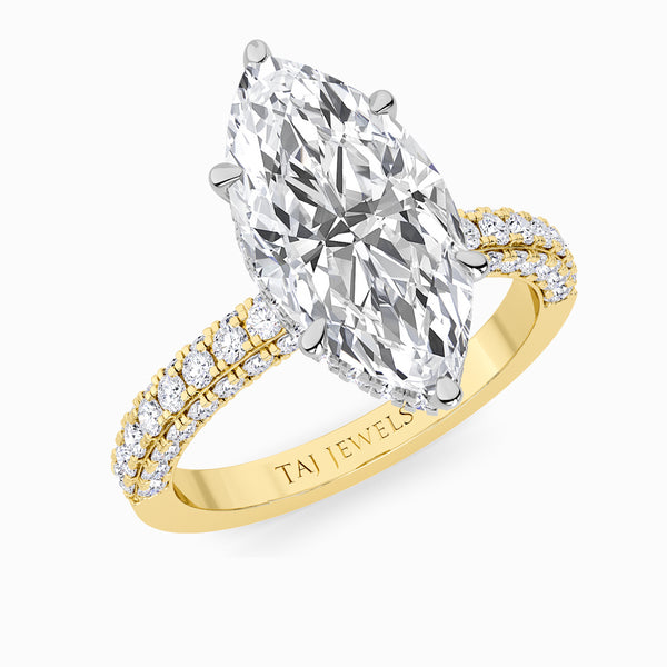 Marquise Brilliant Cut 3D Pave Lab Diamond Engagement Ring (Floating Head) (1ct+)