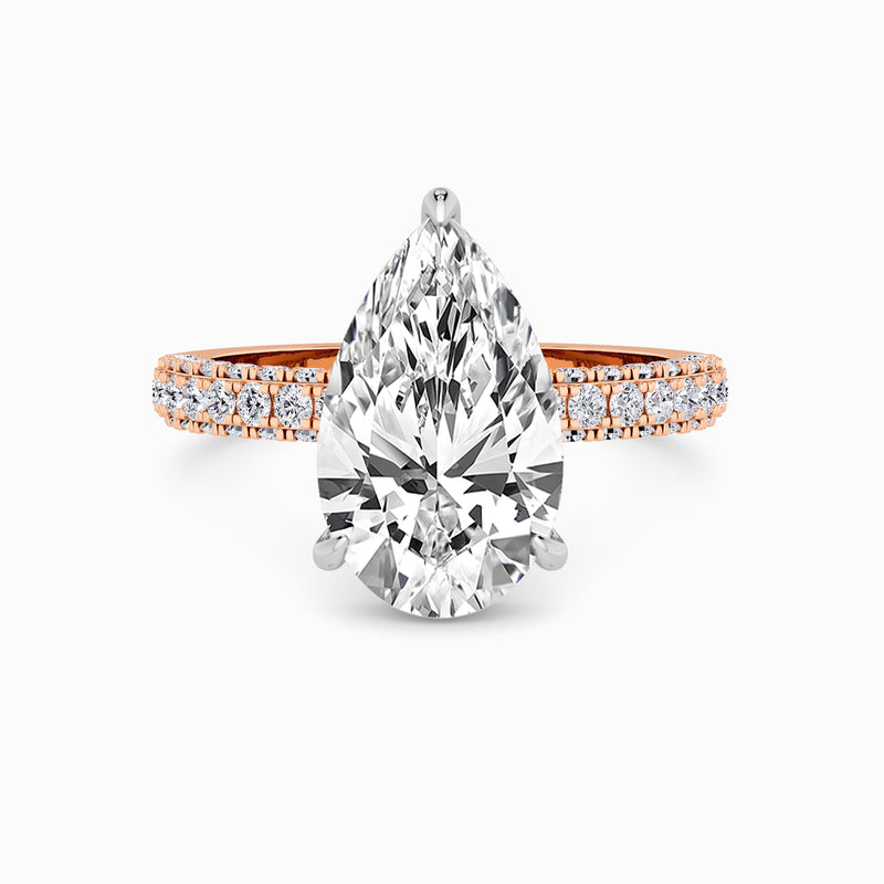 Pear Brilliant Cut 3D Pave Lab Diamond Engagement Ring (Floating Head) (1ct+)