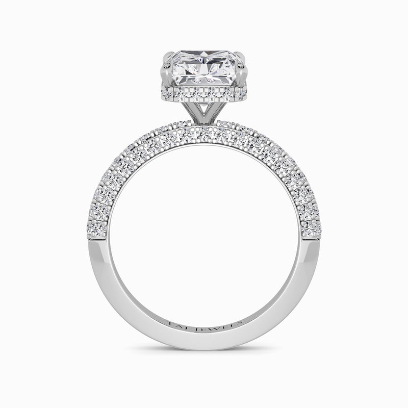Radiant Cut 3D Pave Lab Diamond Engagement Ring (Floating Head) (1ct+)