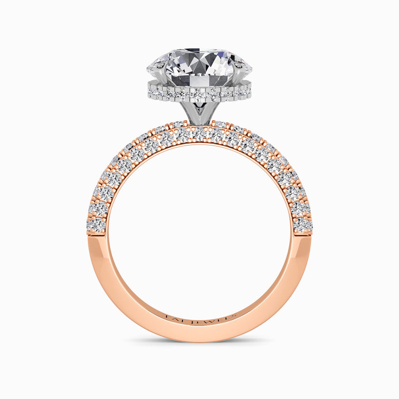 Round Brilliant Cut 3D Pave Lab Diamond Engagement Ring (Floating Head) (1ct+)