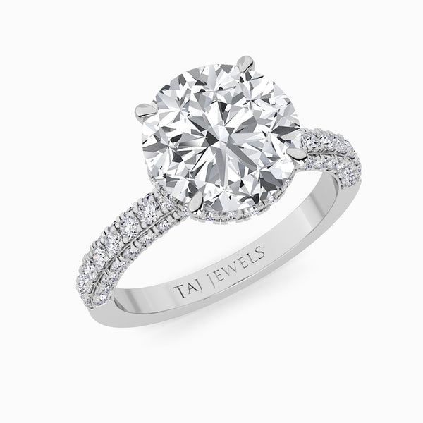 Round Brilliant Cut 3D Pave Lab Diamond Engagement Ring (Floating Head) (1ct+)