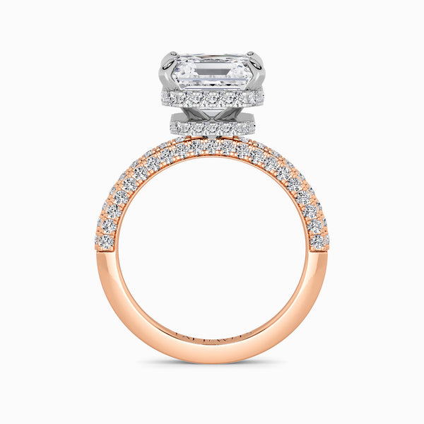 Asscher Cut 3D Pave Double Hidden Halo Lab Diamond Engagement Ring (1ct+)