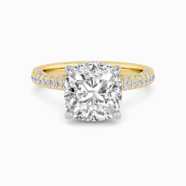 Cushion Cut 3D Pave Double Hidden Halo Lab Diamond Engagement Ring (1ct+)