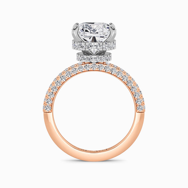 Cushion Cut 3D Pave Double Hidden Halo Lab Diamond Engagement Ring (1ct+)