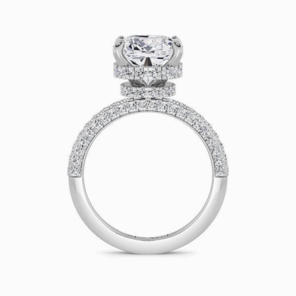 Cushion Cut 3D Pave Double Hidden Halo Lab Diamond Engagement Ring (1ct+)