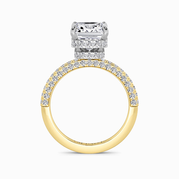 Emerald Cut 3D Pave Double Hidden Halo Lab Diamond Engagement Ring (1ct+)