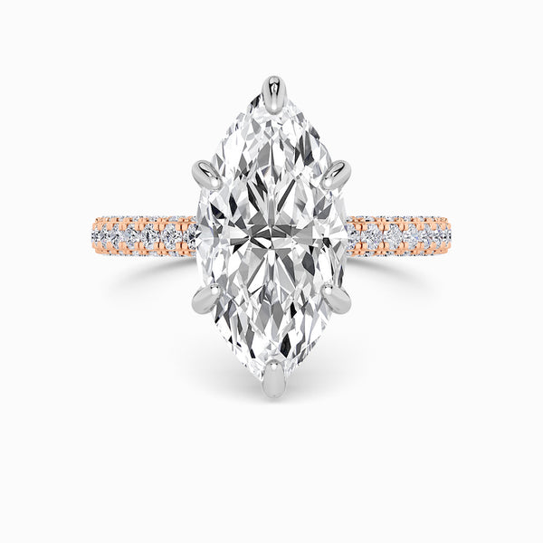 Marquise Cut 3D Pave Double Hidden Halo Lab Diamond Engagement Ring (1ct+)