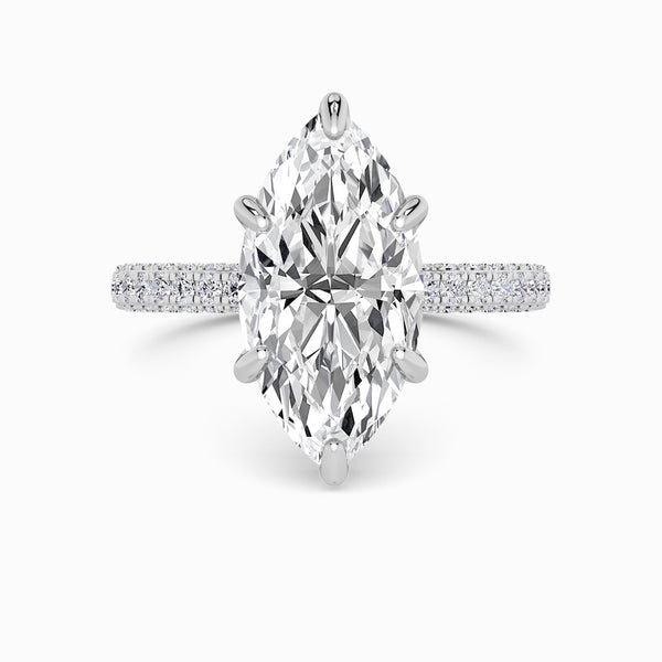 Marquise Cut 3D Pave Double Hidden Halo Lab Diamond Engagement Ring (1ct+)