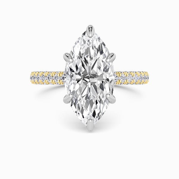 Marquise Cut 3D Pave Double Hidden Halo Lab Diamond Engagement Ring (1ct+)