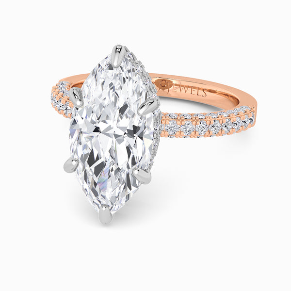 Marquise Cut 3D Pave Double Hidden Halo Lab Diamond Engagement Ring (1ct+)