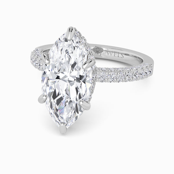 Marquise Cut 3D Pave Double Hidden Halo Lab Diamond Engagement Ring (1ct+)