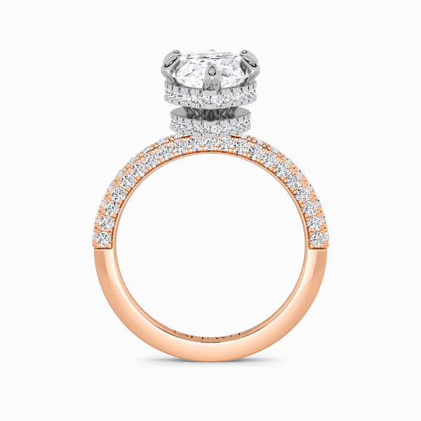 Marquise Cut 3D Pave Double Hidden Halo Lab Diamond Engagement Ring (1ct+)
