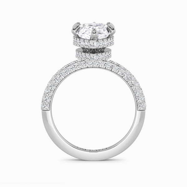 Marquise Cut 3D Pave Double Hidden Halo Lab Diamond Engagement Ring (1ct+)