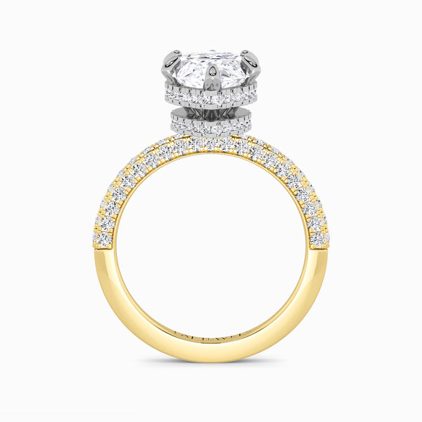 Marquise Cut 3D Pave Double Hidden Halo Lab Diamond Engagement Ring (1ct+)