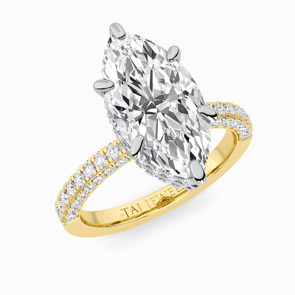 Marquise Cut 3D Pave Double Hidden Halo Lab Diamond Engagement Ring (1ct+)