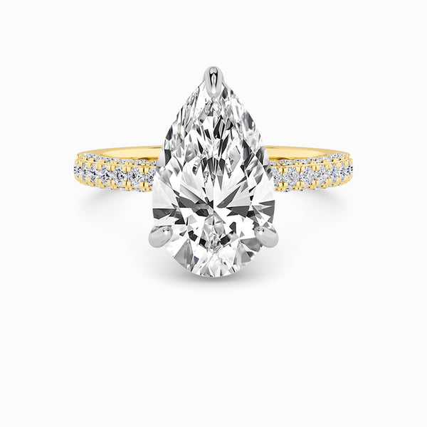 Pear Brilliant Cut 3D Pave Double Hidden Halo Lab Diamond Engagement Ring (1ct+)