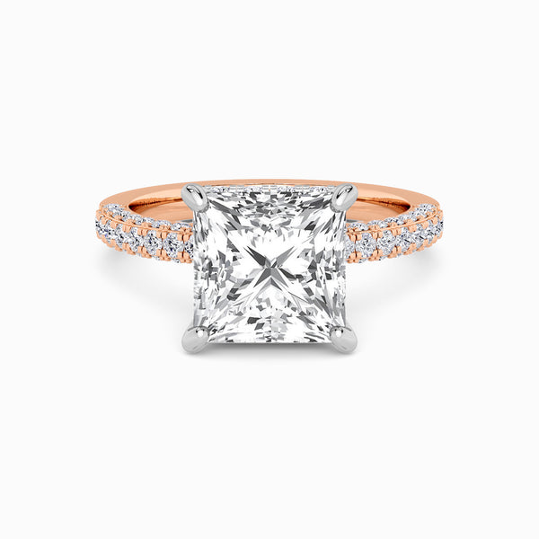 Princess Cut 3D Pave Double Hidden Halo Lab Diamond Engagement Ring (1ct+)