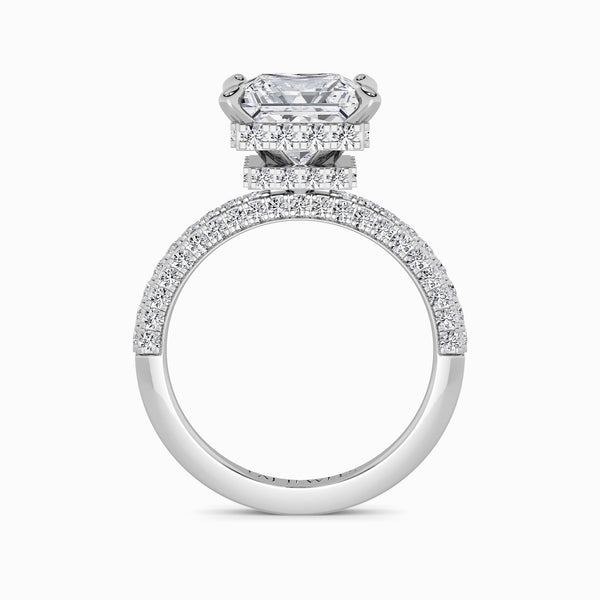 Princess Cut 3D Pave Double Hidden Halo Lab Diamond Engagement Ring (1ct+)