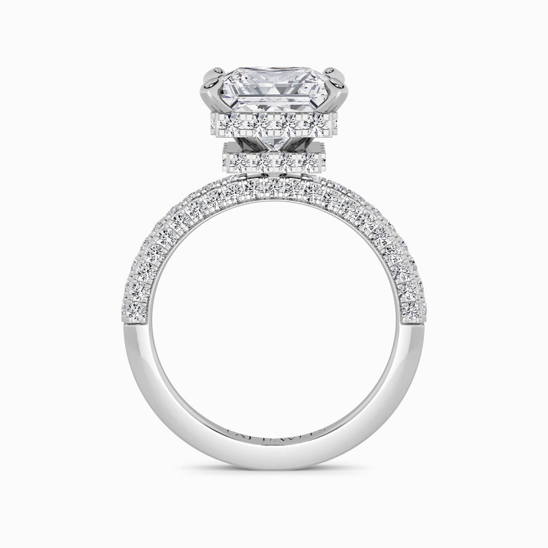 Princess Cut 3D Pave Double Hidden Halo Lab Diamond Engagement Ring (1ct+)
