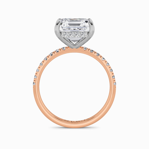 Asscher Cut Shoulder Set Lab Diamond Engagement Ring (Floating Head) (1ct+)