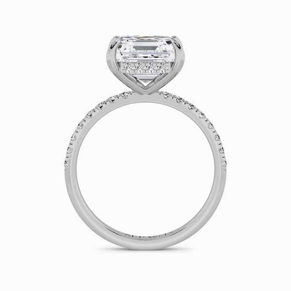Asscher Cut Shoulder Set Lab Diamond Engagement Ring (Floating Head) (1ct+)