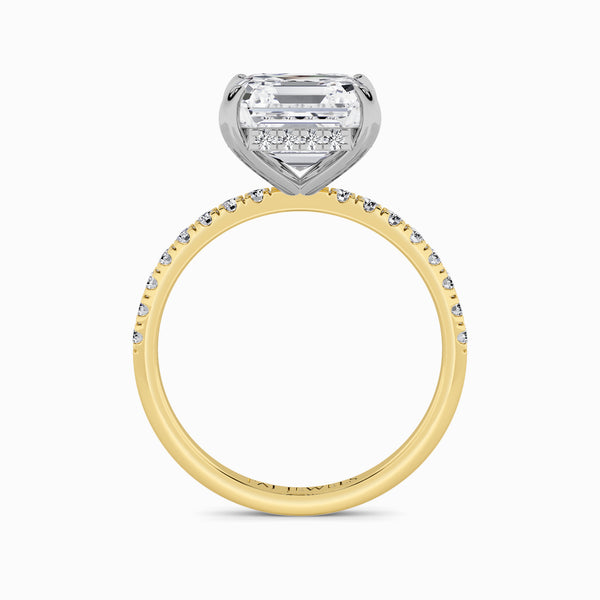 Asscher Cut Shoulder Set Lab Diamond Engagement Ring (Floating Head) (1ct+)