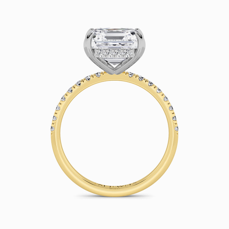 Asscher Cut Shoulder Set Lab Diamond Engagement Ring (Floating Head) (1ct+)
