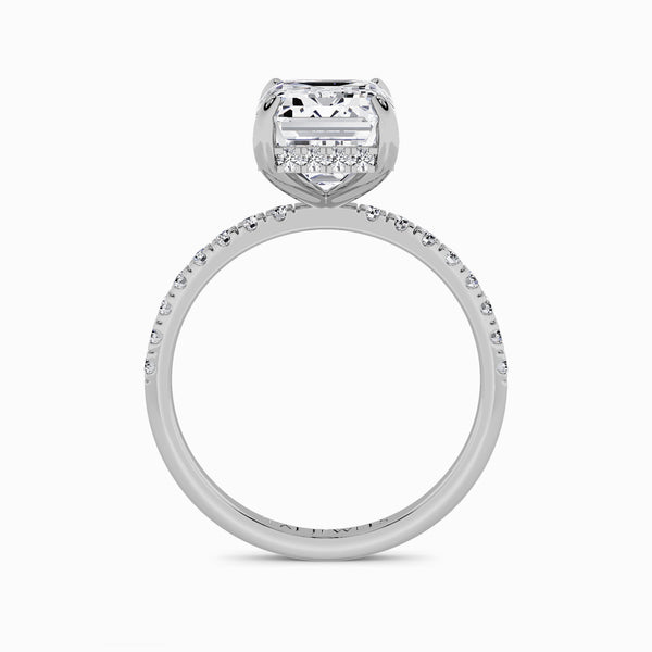 Emerald Cut Shoulder Set Lab Diamond Engagement Ring (Floating Head) (1ct+)