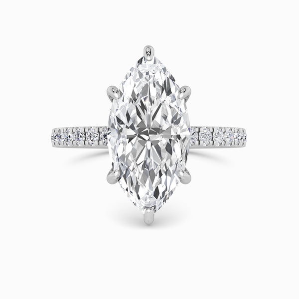 Marquise Brilliant Cut Shoulder Set Lab Diamond Engagement Ring (Floating Head) (1ct+)