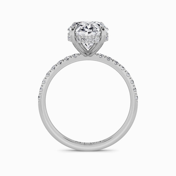 Oval Brilliant Cut Shoulder Set Lab Diamond Engagement Ring (Floating Head) (1ct+)
