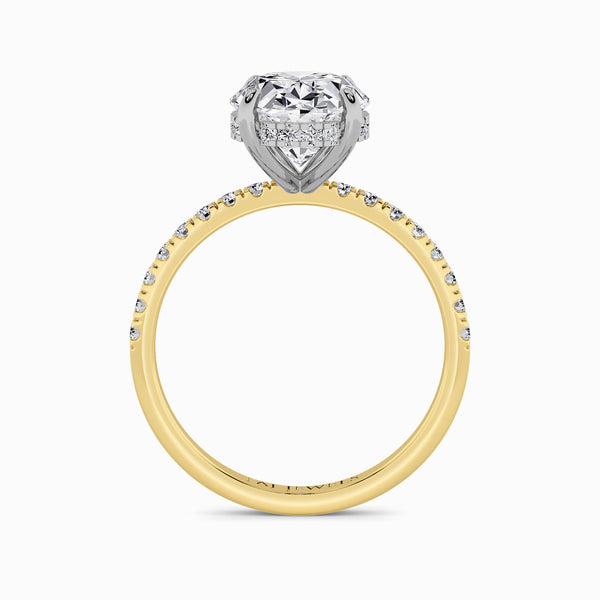 Oval Brilliant Cut Shoulder Set Lab Diamond Engagement Ring (Floating Head) (1ct+)