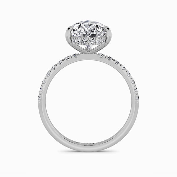 Pear Brilliant Cut Shoulder Set Lab Diamond Engagement Ring (Floating Head) (1ct+)
