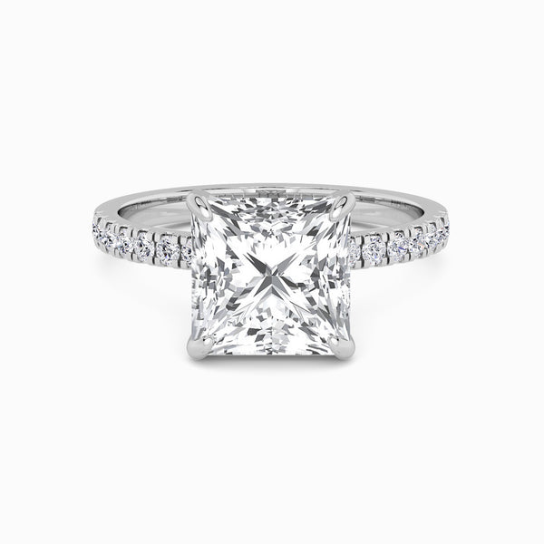 Princess Cut Shoulder Set Lab Diamond Engagement Ring (Floating Head) (1ct+)