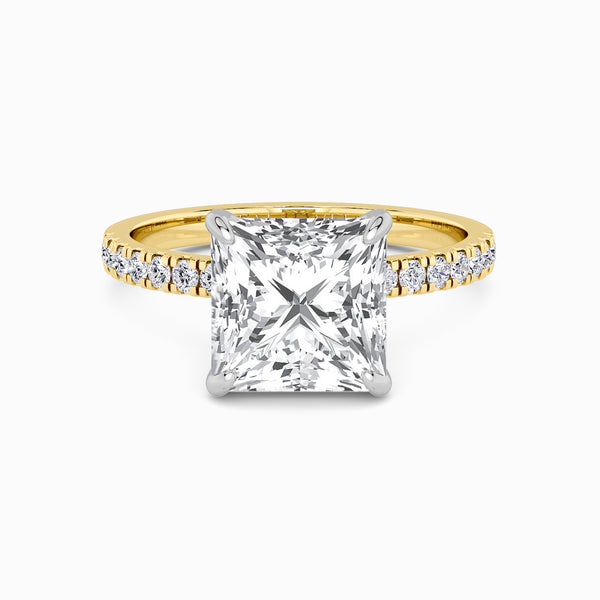 Princess Cut Shoulder Set Lab Diamond Engagement Ring (Floating Head) (1ct+)