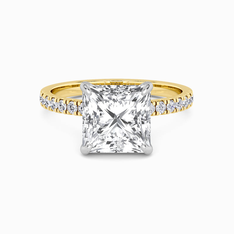Princess Cut Shoulder Set Lab Diamond Engagement Ring (Floating Head) (1ct+)