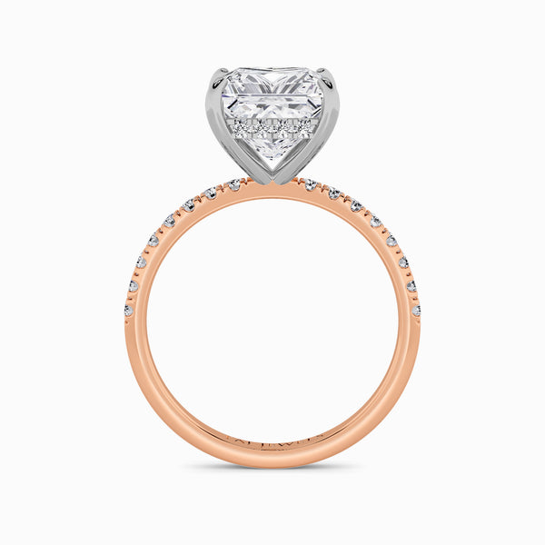 Princess Cut Shoulder Set Lab Diamond Engagement Ring (Floating Head) (1ct+)