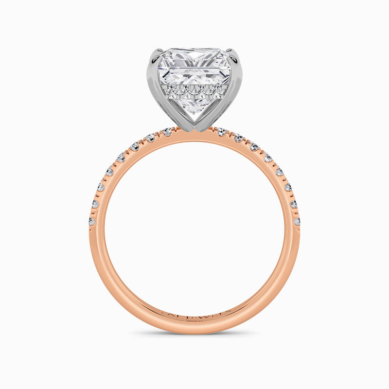 Princess Cut Shoulder Set Lab Diamond Engagement Ring (Floating Head) (1ct+)