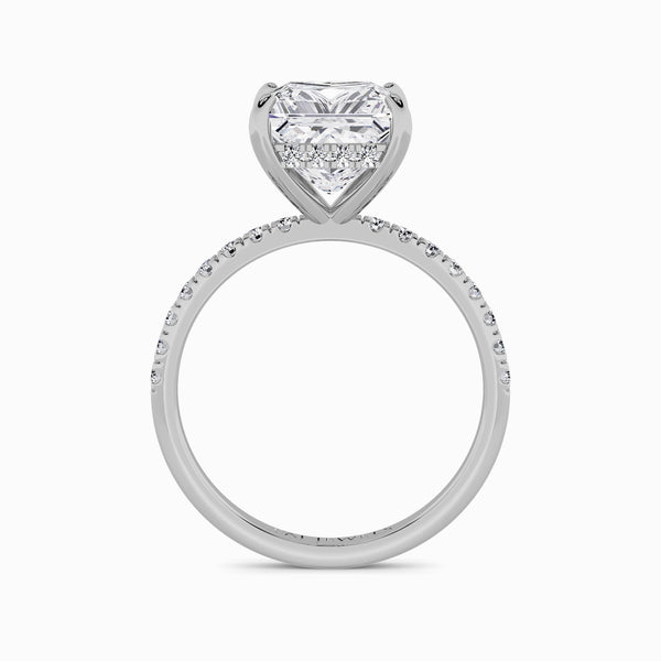 Princess Cut Shoulder Set Lab Diamond Engagement Ring (Floating Head) (1ct+)