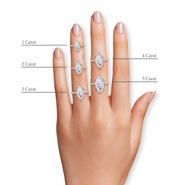 Marquise Brilliant Cut Shoulder Set Lab Diamond Engagement Ring (Floating Head) (1ct+)