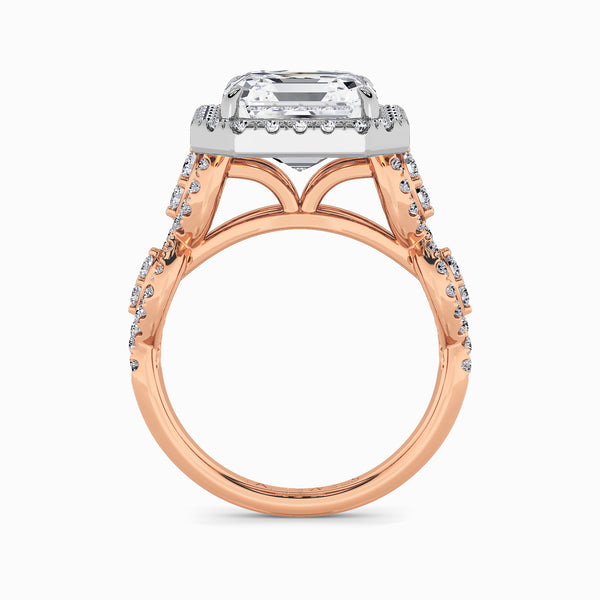 Asscher Cut Halo Braided Band Lab Diamond Engagement Ring (1ct+)