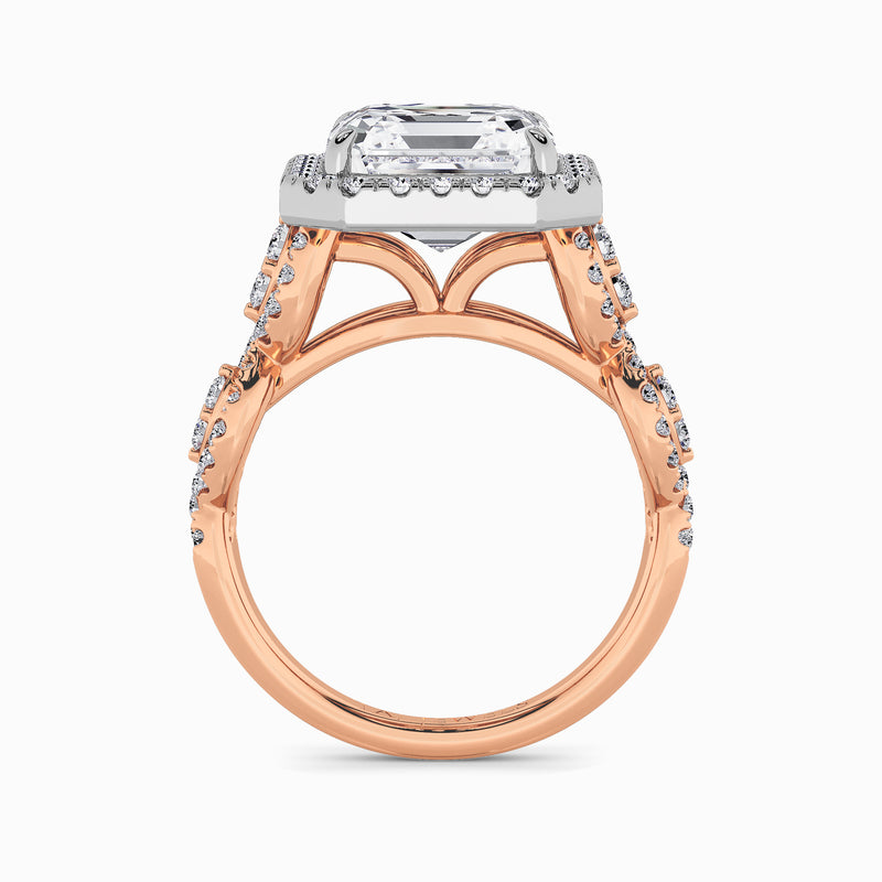 Asscher Cut Halo Braided Band Lab Diamond Engagement Ring (1ct+)