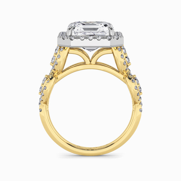 Asscher Cut Halo Braided Band Lab Diamond Engagement Ring (1ct+)