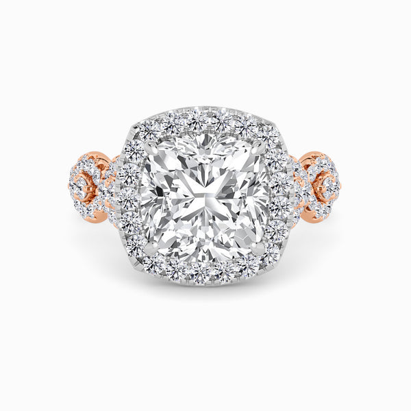 Cushion Cut Halo Braided Band Lab Diamond Engagement Ring (1ct+)