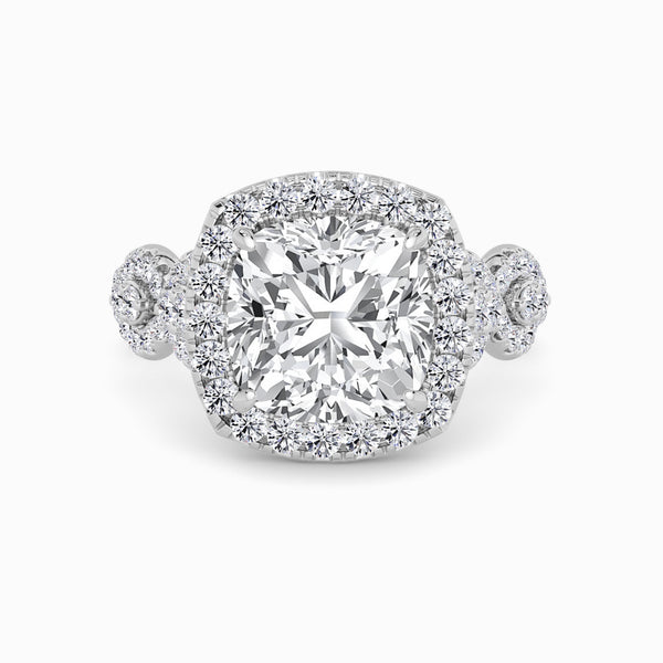 Cushion Cut Halo Braided Band Lab Diamond Engagement Ring (1ct+)