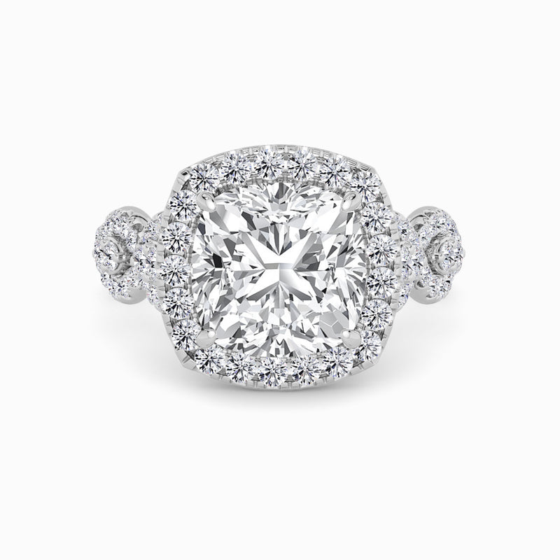 Cushion Cut Halo Braided Band Lab Diamond Engagement Ring (1ct+)